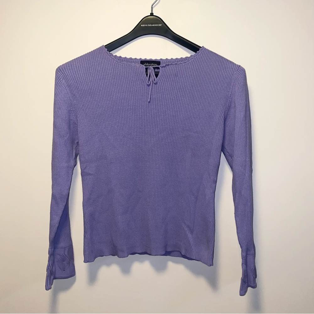 Xhilaration Purple Cotton Blend Knit Top